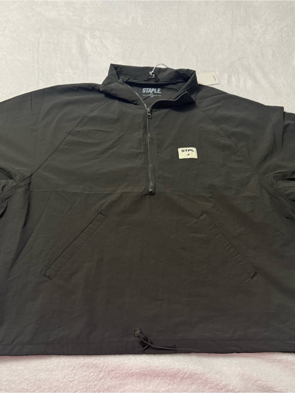 Staple Men’s Quarter Zip Long Sleeve Windbreaker Jacket Olive Green Size M - Picture 2 of 10